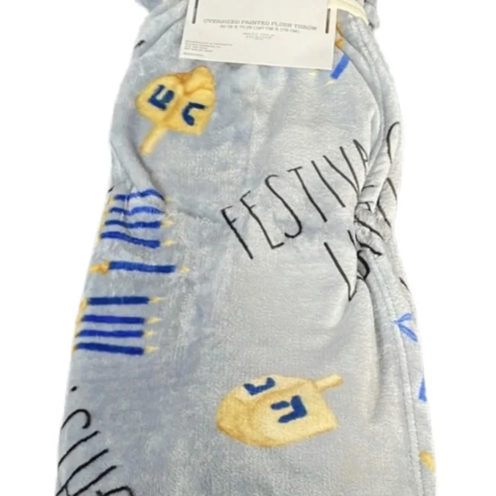 RAE DUNN Hanukkah Oversized Plush Throw Blanket FESTIVAL LIGHTS  NWT
